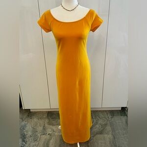 Boston Proper Mustard Yellow Maxi Bodycon Dress size S